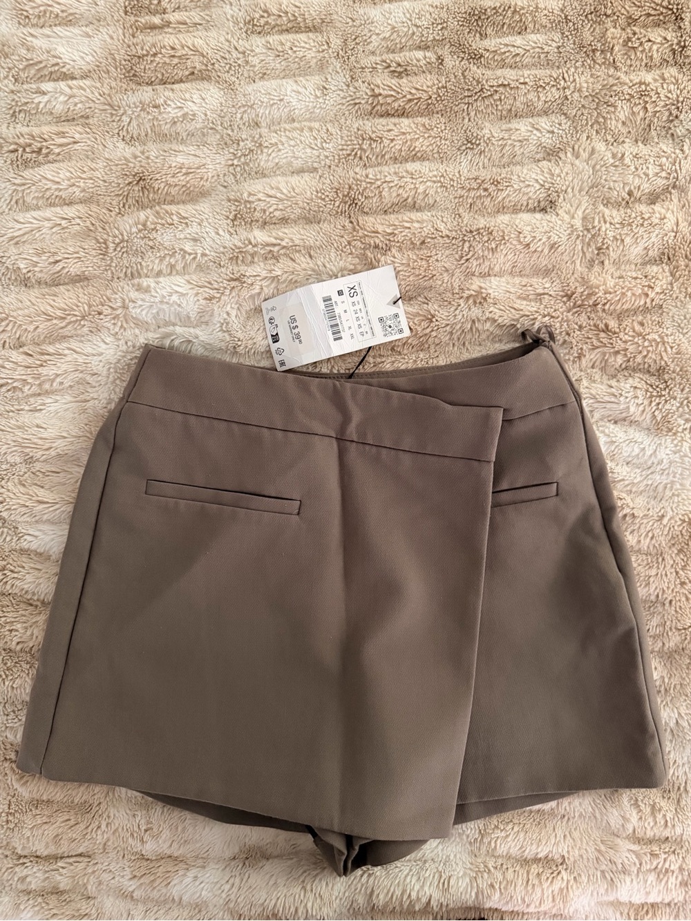 Zara Tailored Wrap-Front Women’s Skort in Taupe